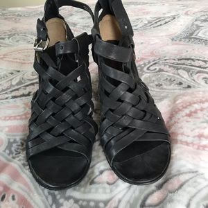 AS98 black leather sandals size 7